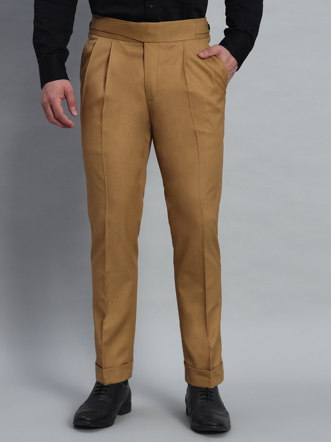 Classic Button Camel Brown Gurkha Pant