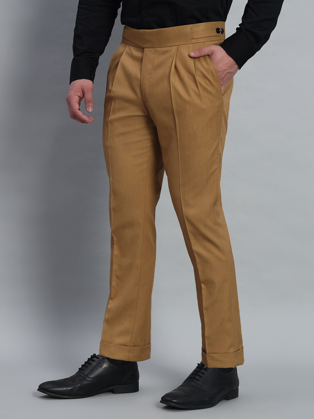 Classic Button Camel Brown Gurkha Pant
