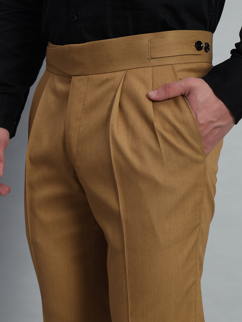 Classic Button Camel Brown Gurkha Pant
