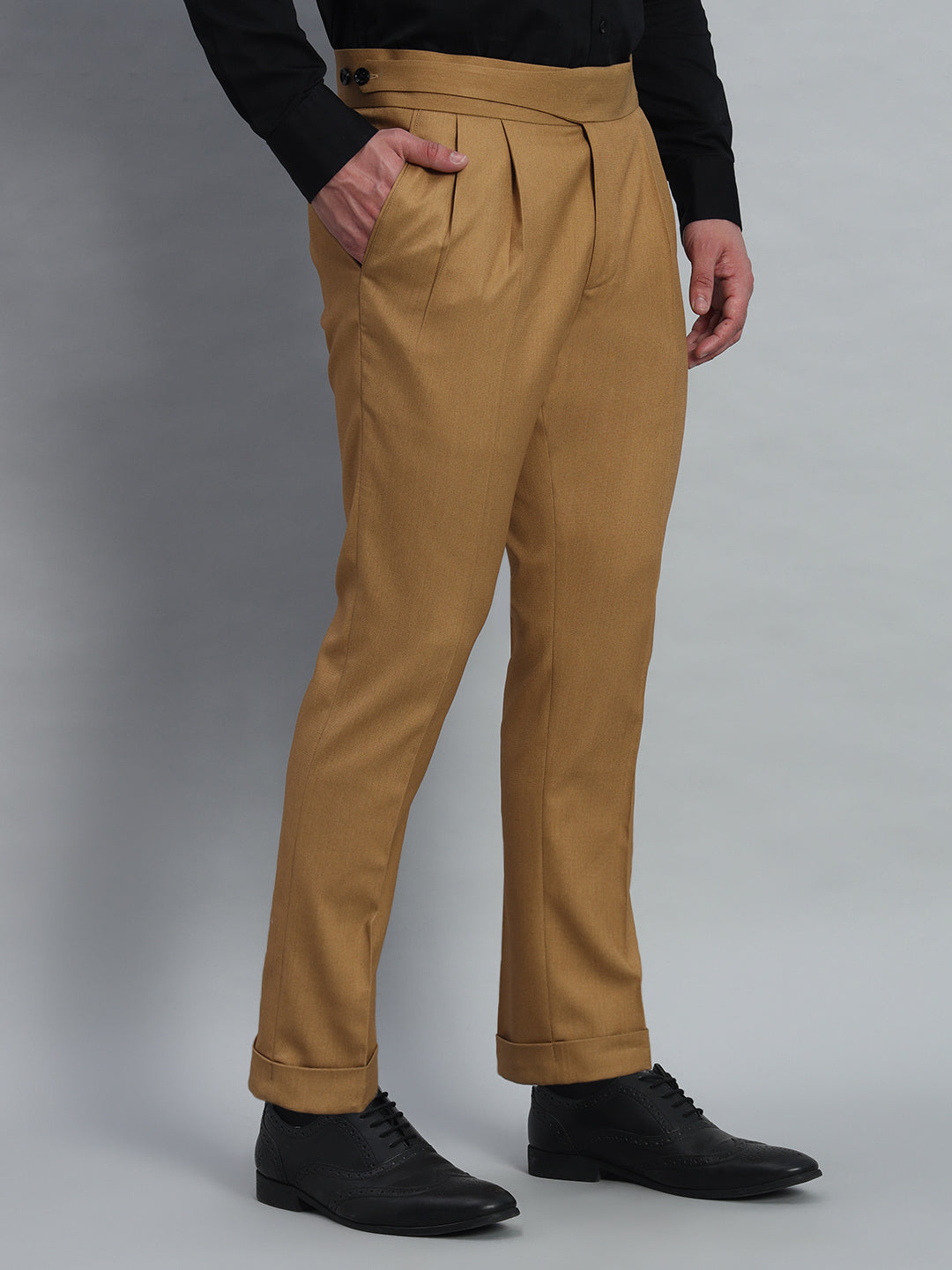 Classic Button Camel Brown Gurkha Pant