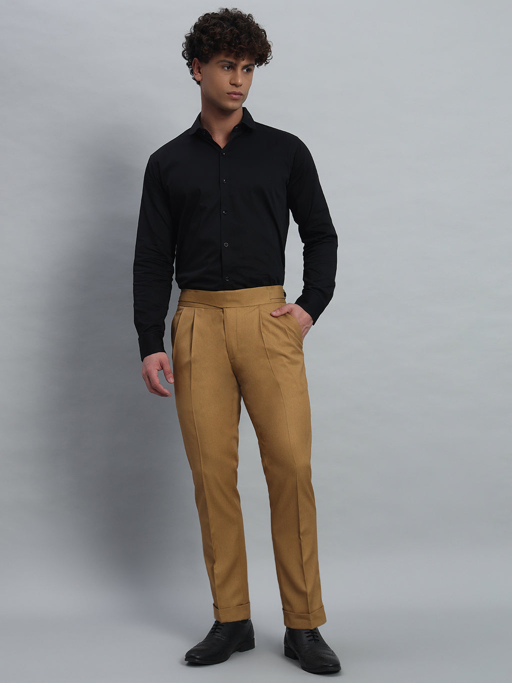 Classic Button Camel Brown Gurkha Pant