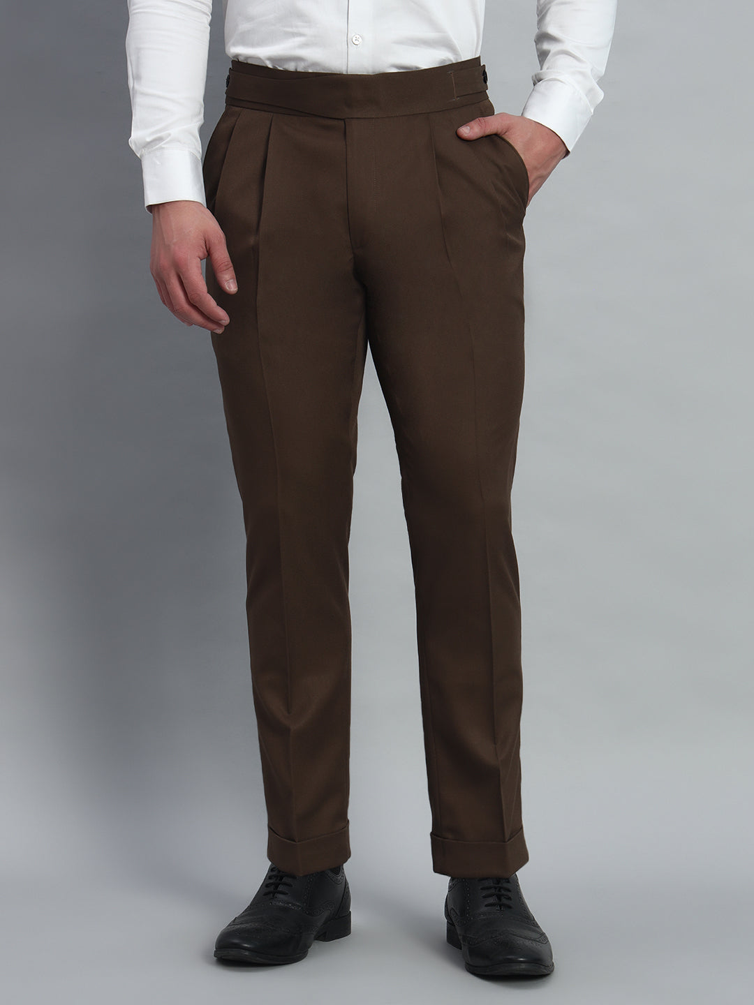 Classic Button Coffee Brown Gurkha Pant