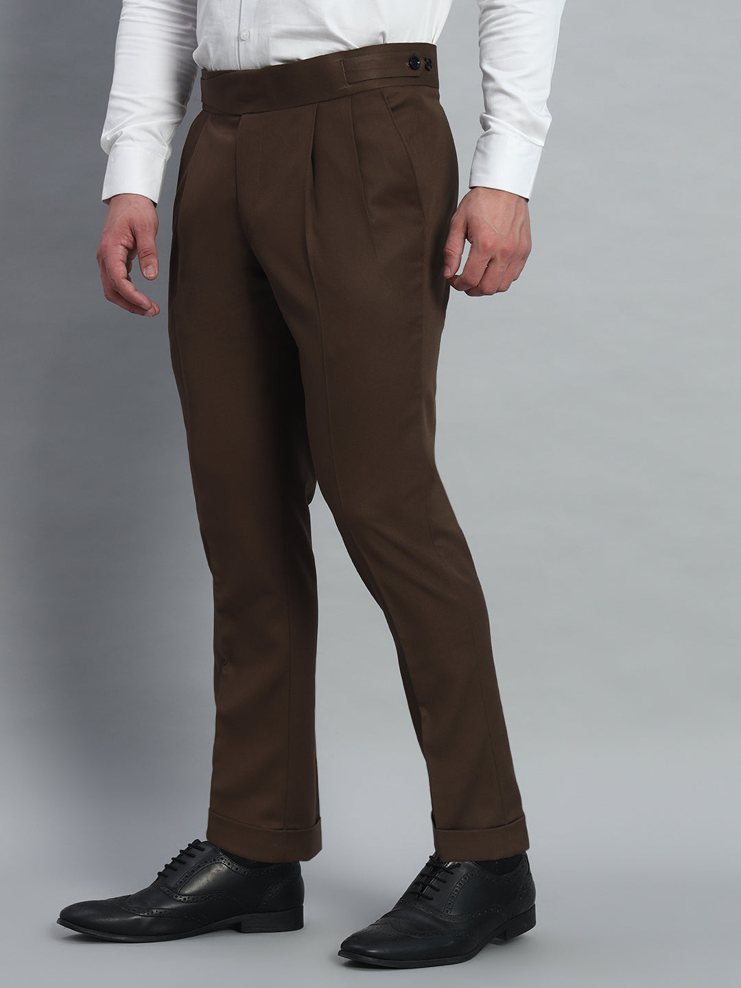 Classic Button Coffee Brown Gurkha Pant