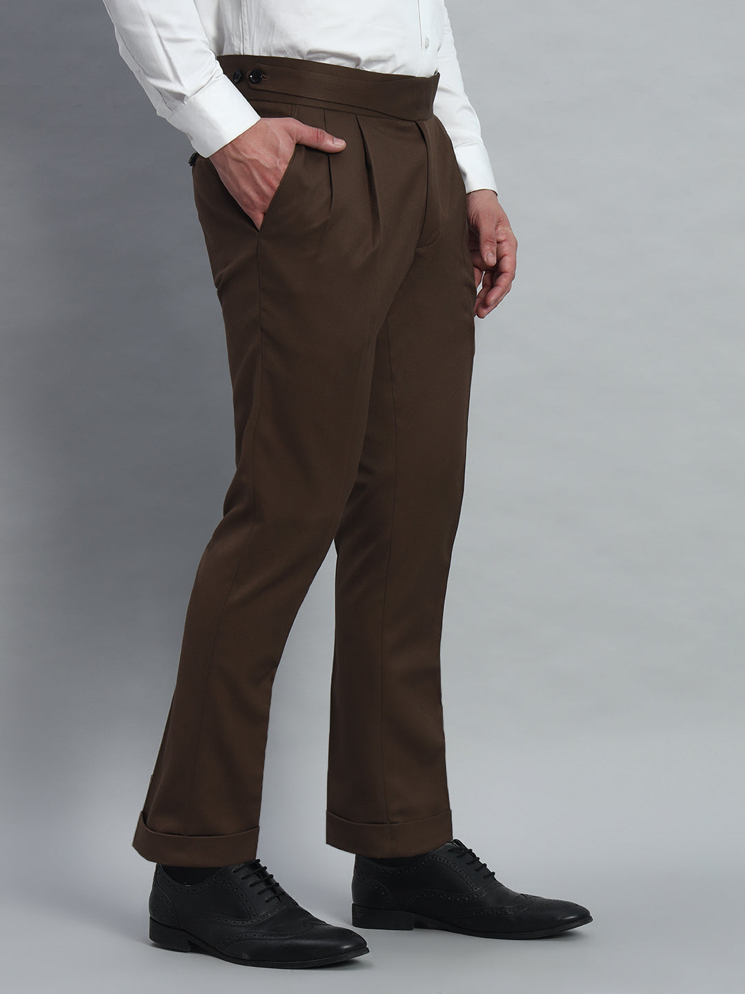 Classic Button Coffee Brown Gurkha Pant