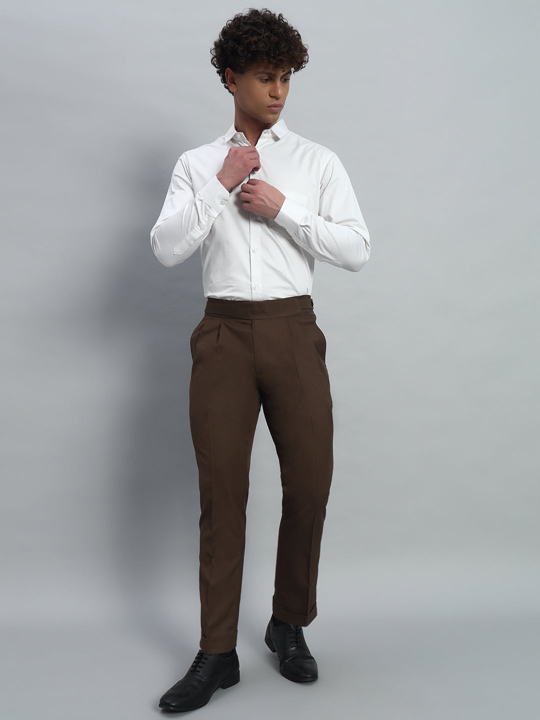 Classic Button Coffee Brown Gurkha Pant