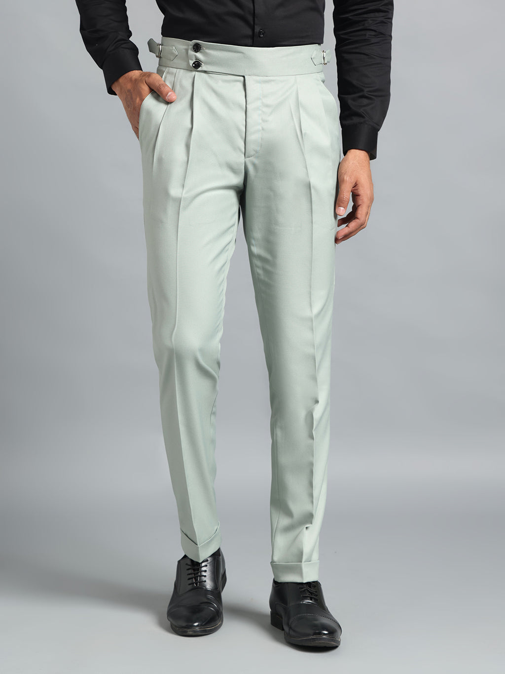 Double Button Light Sage Gurkha Pant