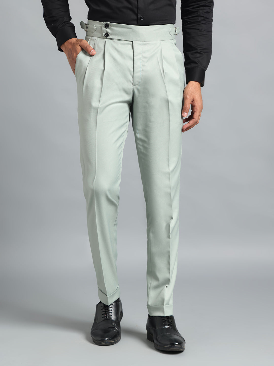 Double Button Light Sage Gurkha Pant