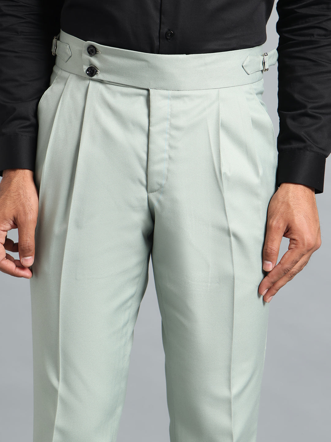 Double Button Light Sage Gurkha Pant