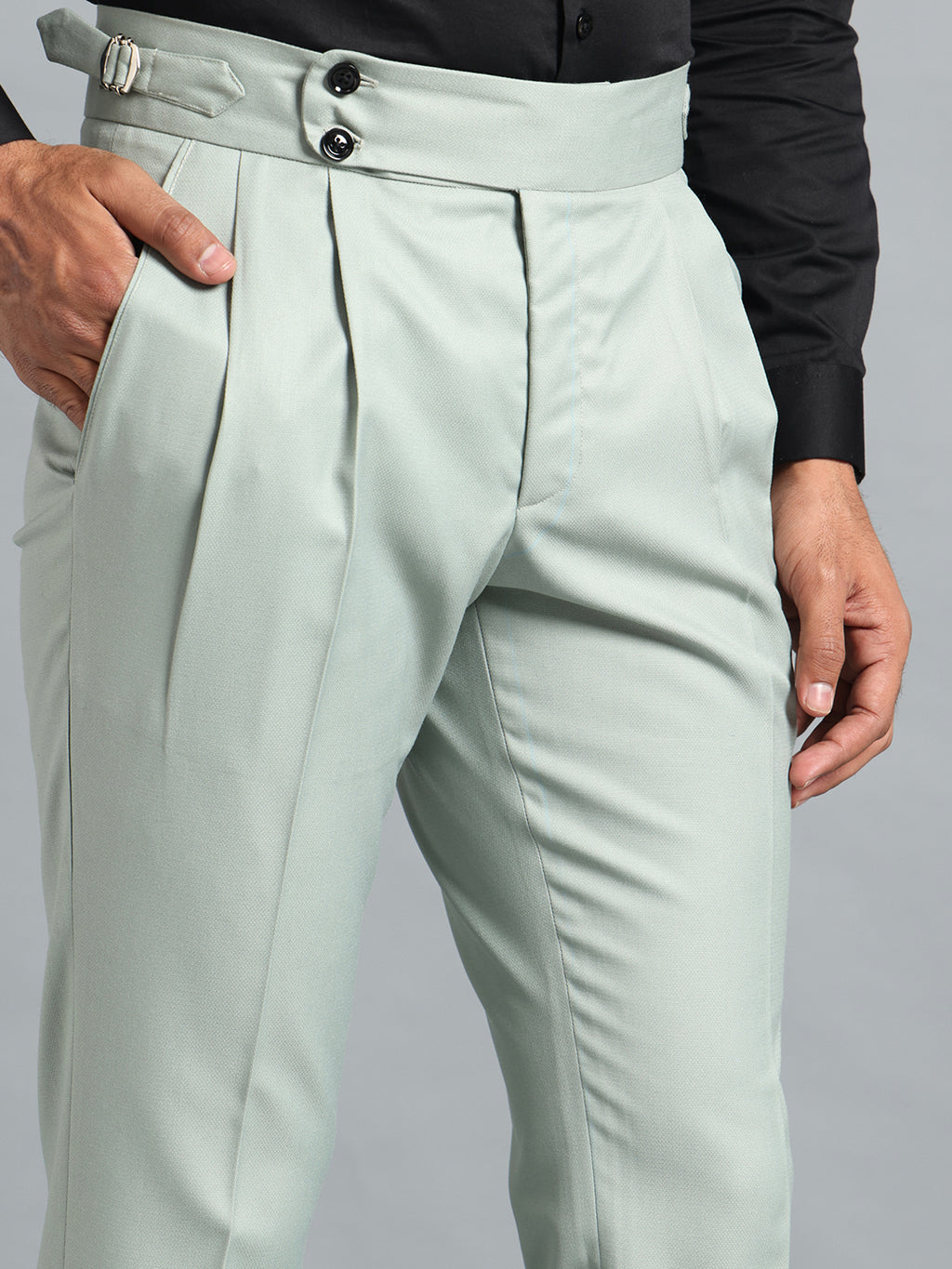 Double Button Light Sage Gurkha Pant