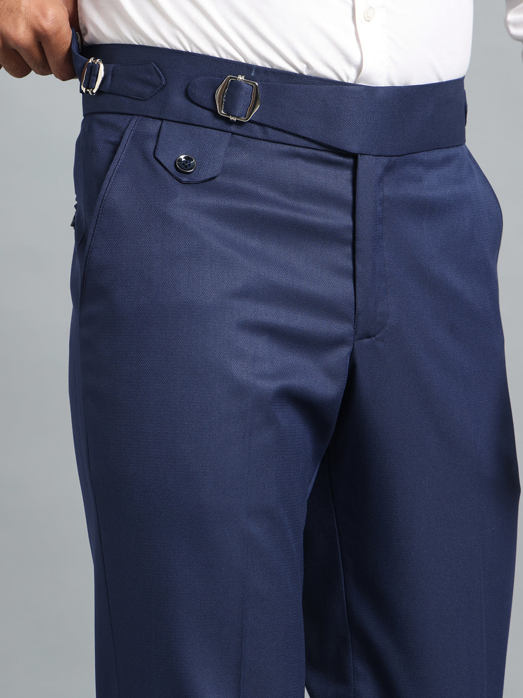 Single Buckle Navy Blue Gurkha Pant