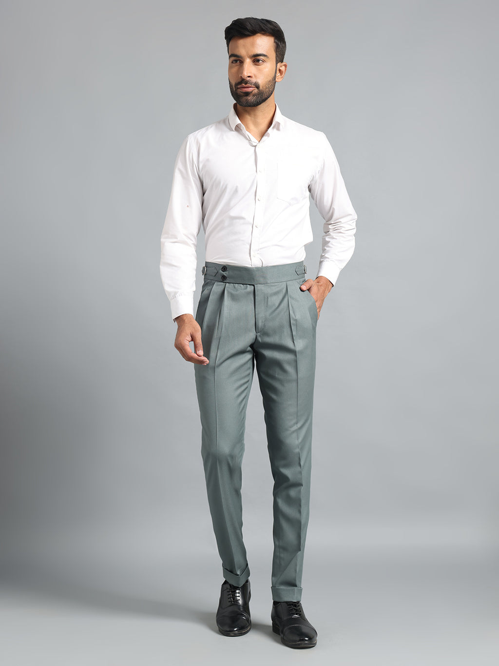 Double Button Olive Green Gurkha Pant