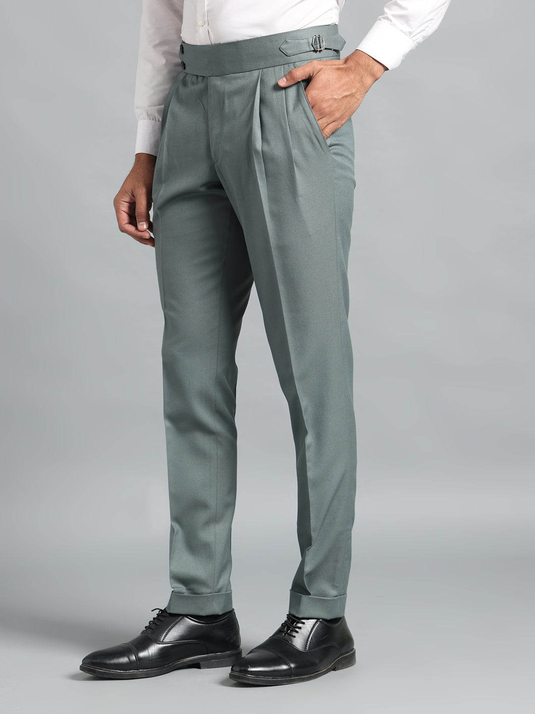 Double Button Olive Green Gurkha Pant