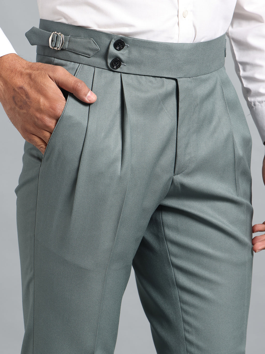 Double Button Olive Green Gurkha Pant