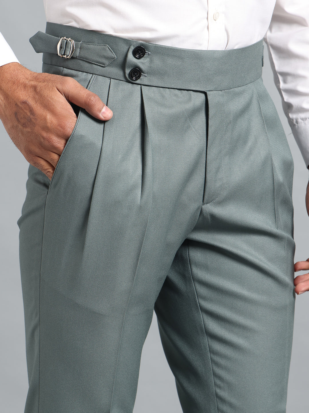 Double Button Olive Green Gurkha Pant
