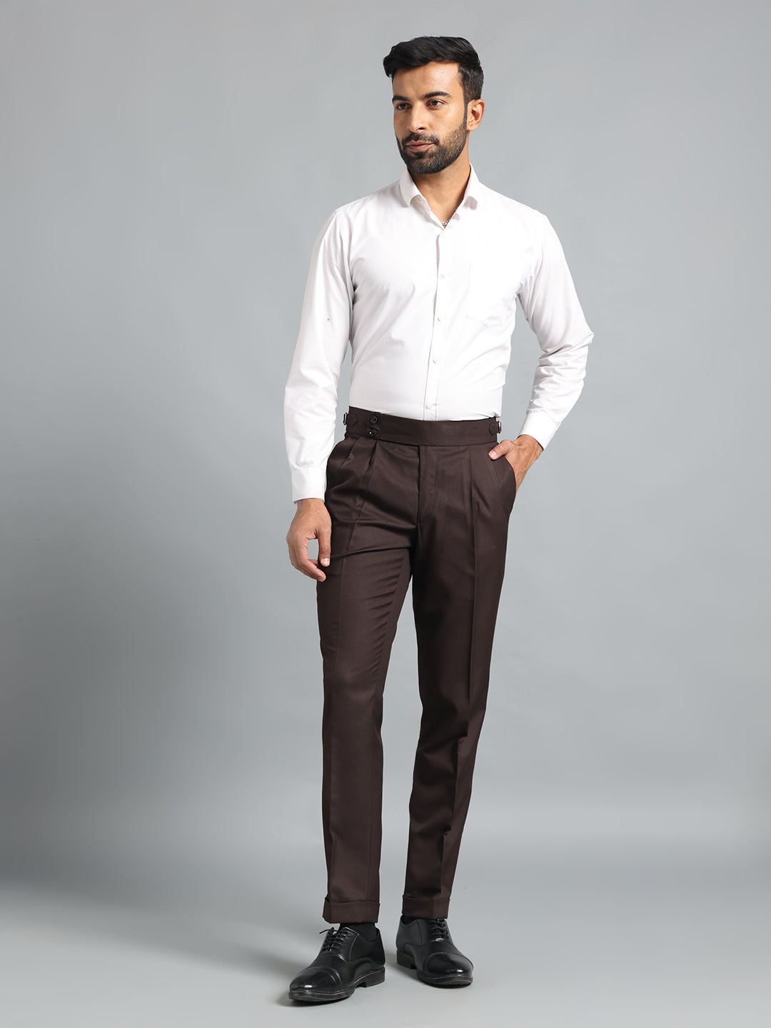 Double Button Dark Brown Gurkha Pant