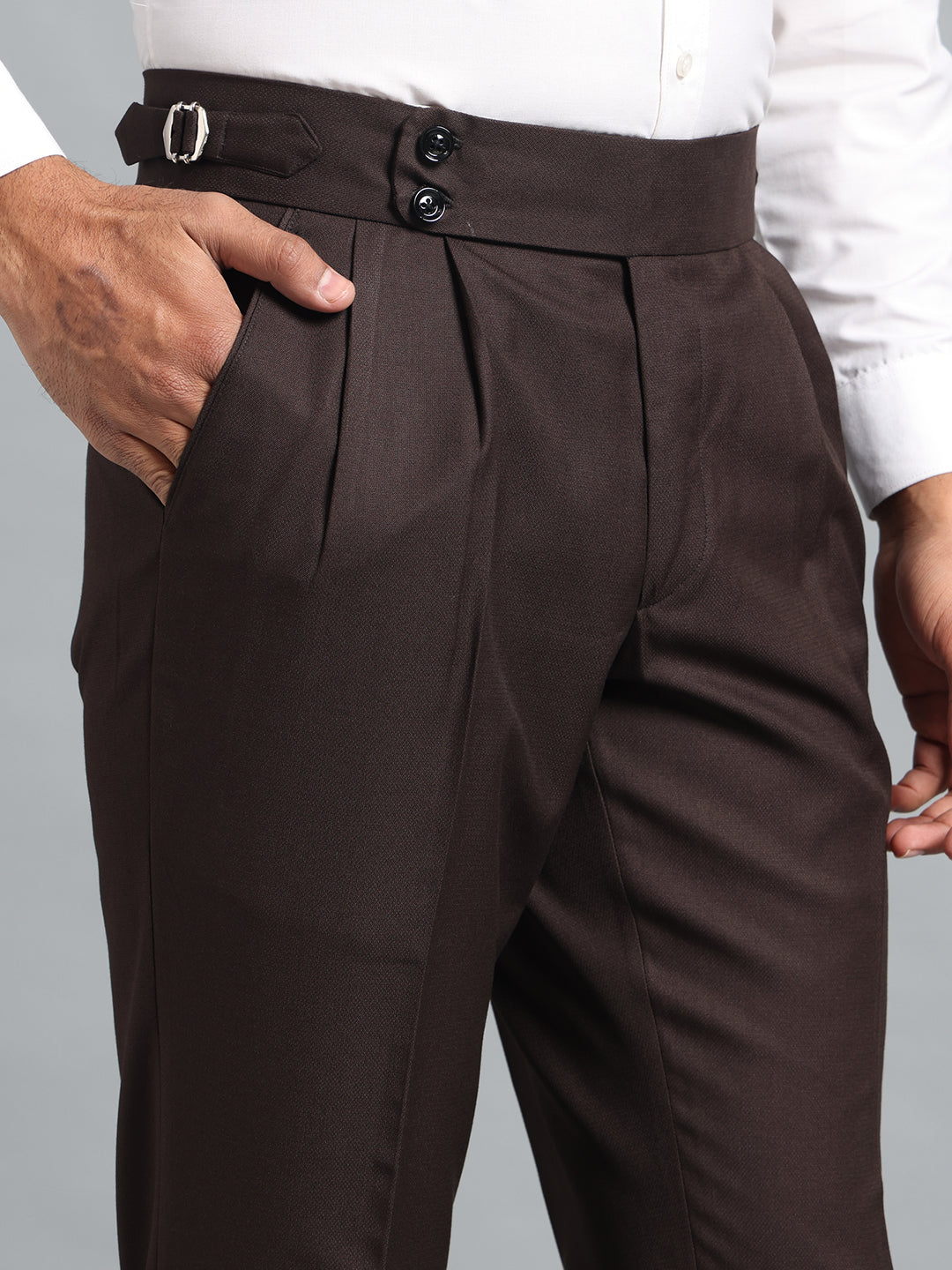 Double Button Dark Brown Gurkha Pant
