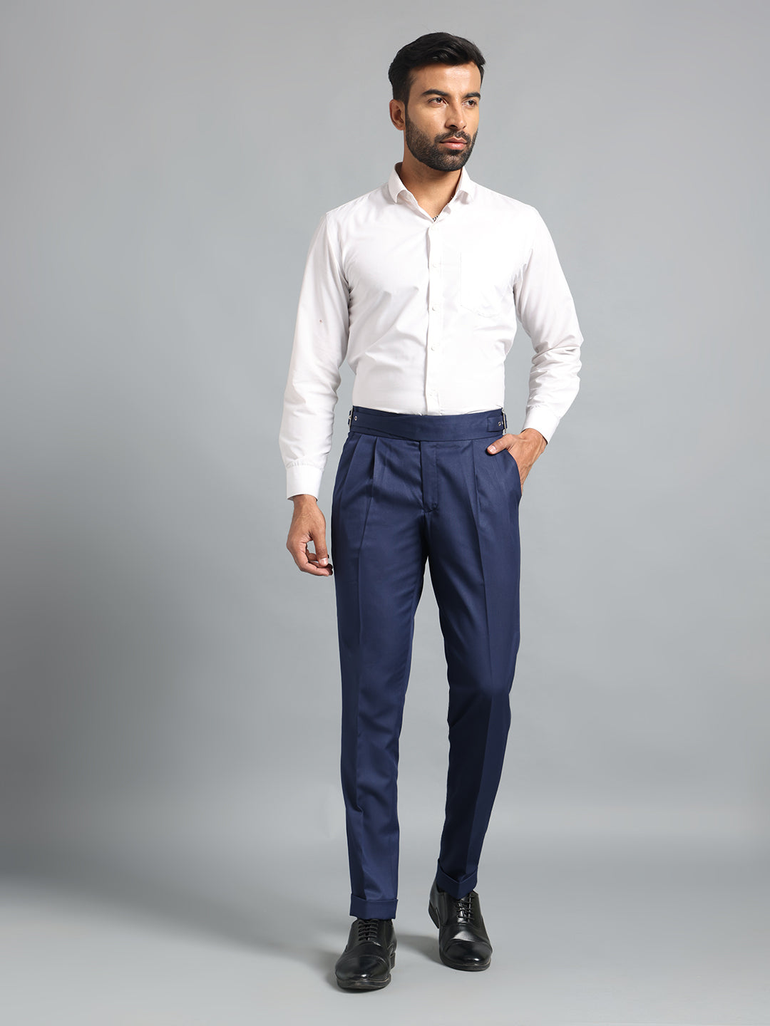 Classic Button Navy Blue Gurkha Pant