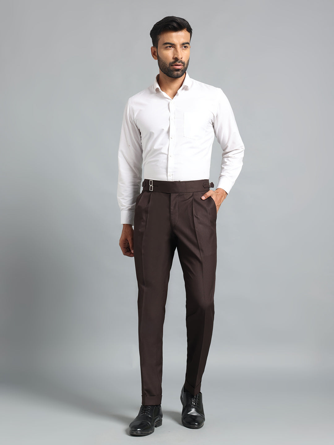 Double Buckle Dark Brown Gurkha Pant