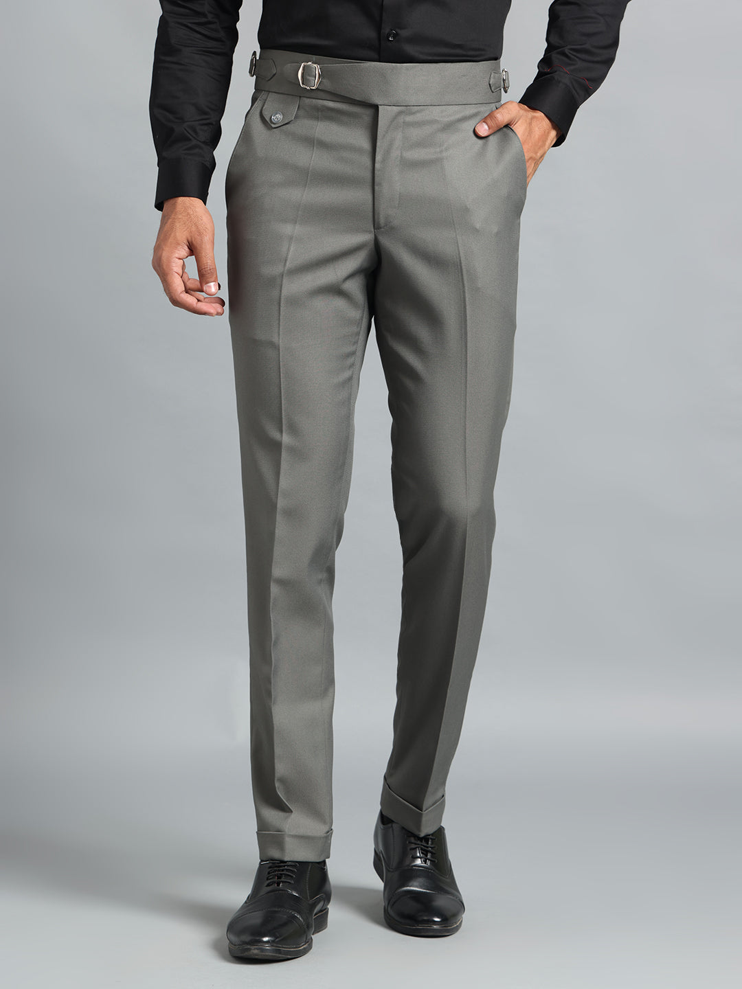 Single Buckle Perfect Grey Gurkha Pant