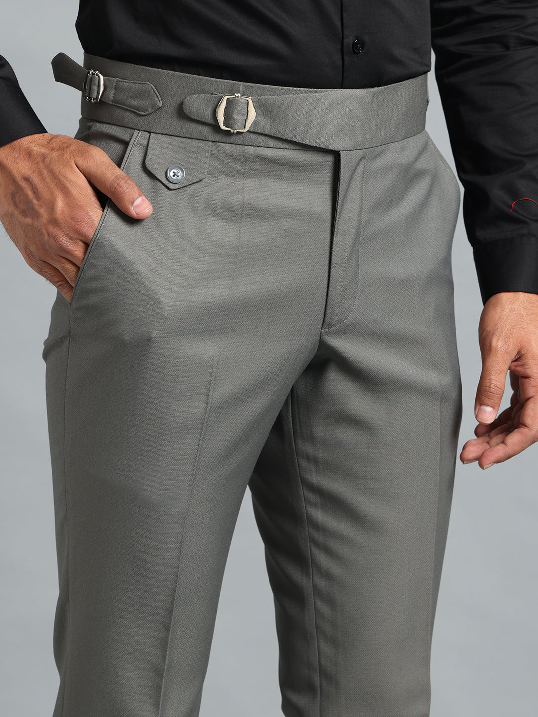 Single Buckle Perfect Grey Gurkha Pant