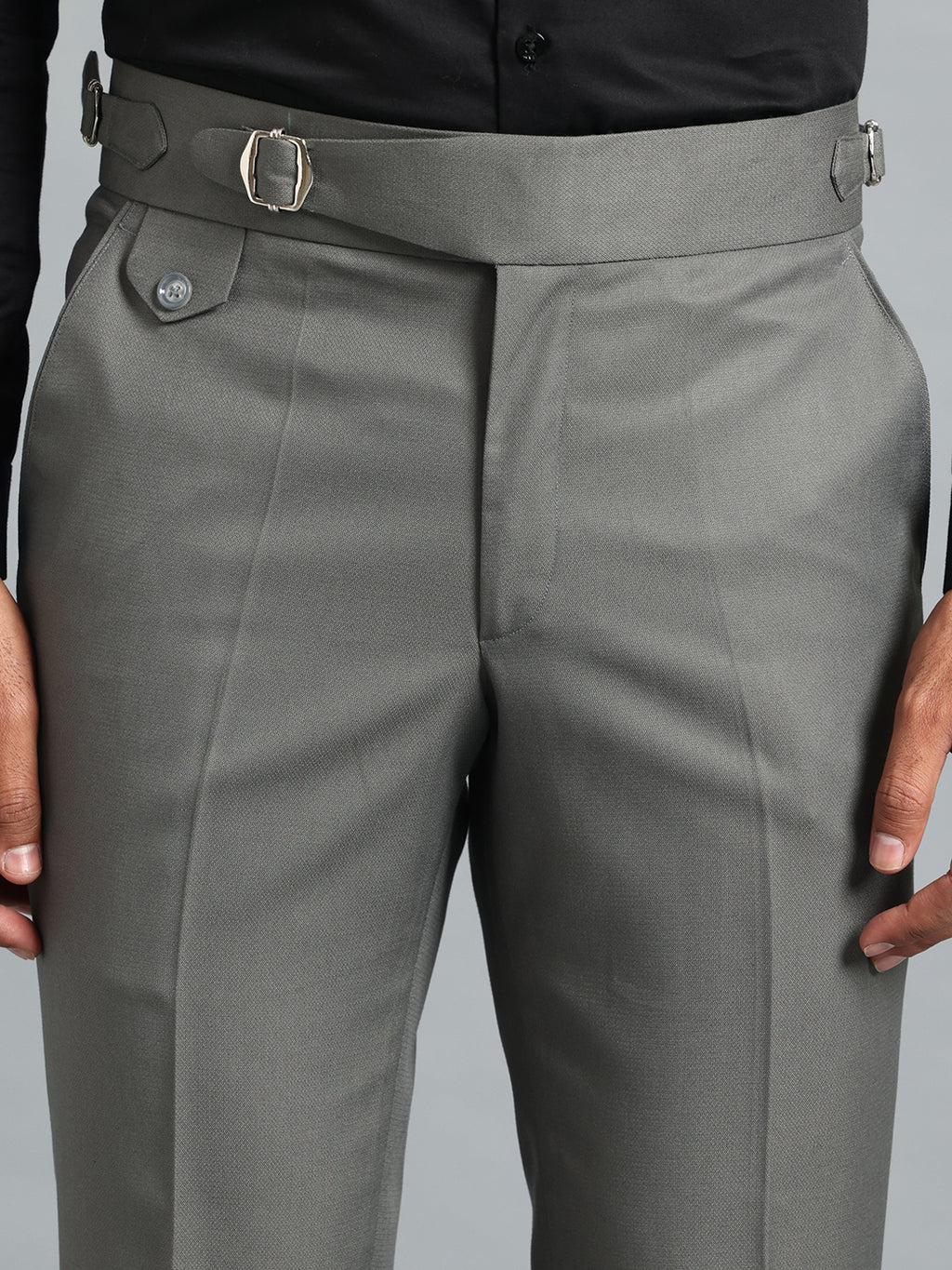 Single Buckle Perfect Grey Gurkha Pant