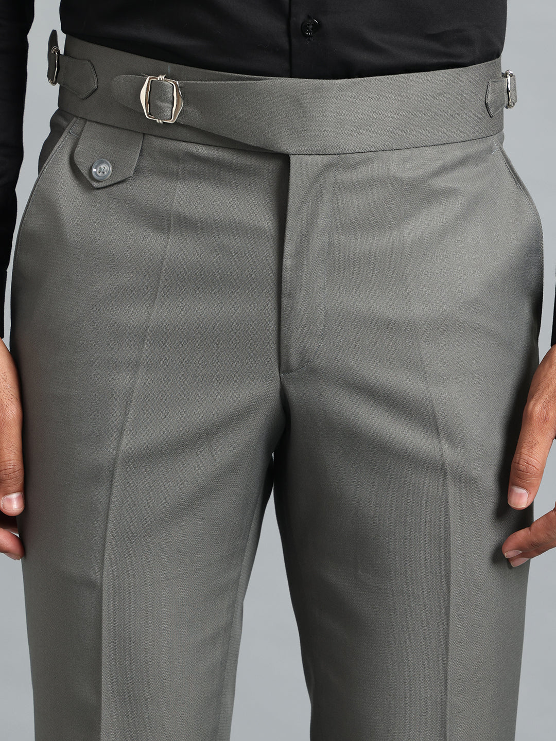 Single Buckle Perfect Grey Gurkha Pant