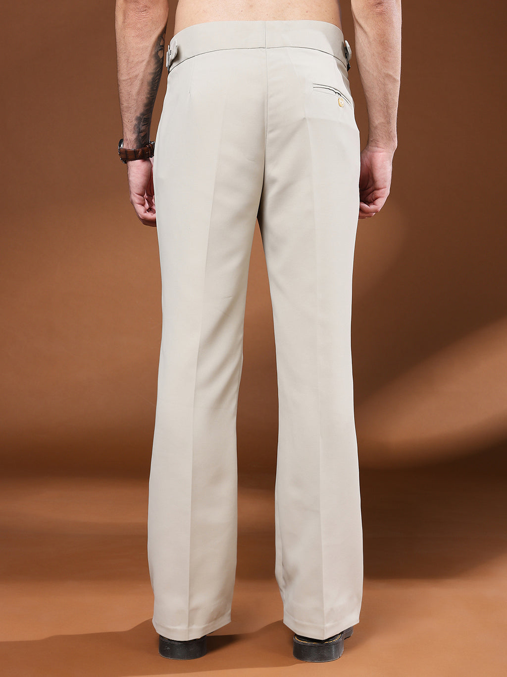 Bell Bottom Classic Buckle Cream Beige Gurkha Pants