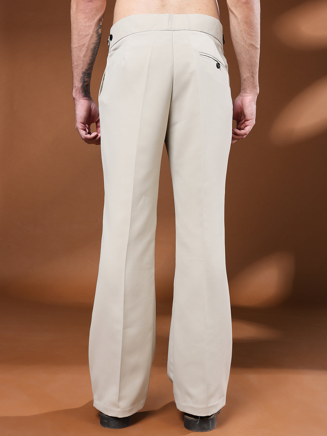 Bell Bottom Classic Button Cream Beige Gurkha Pants