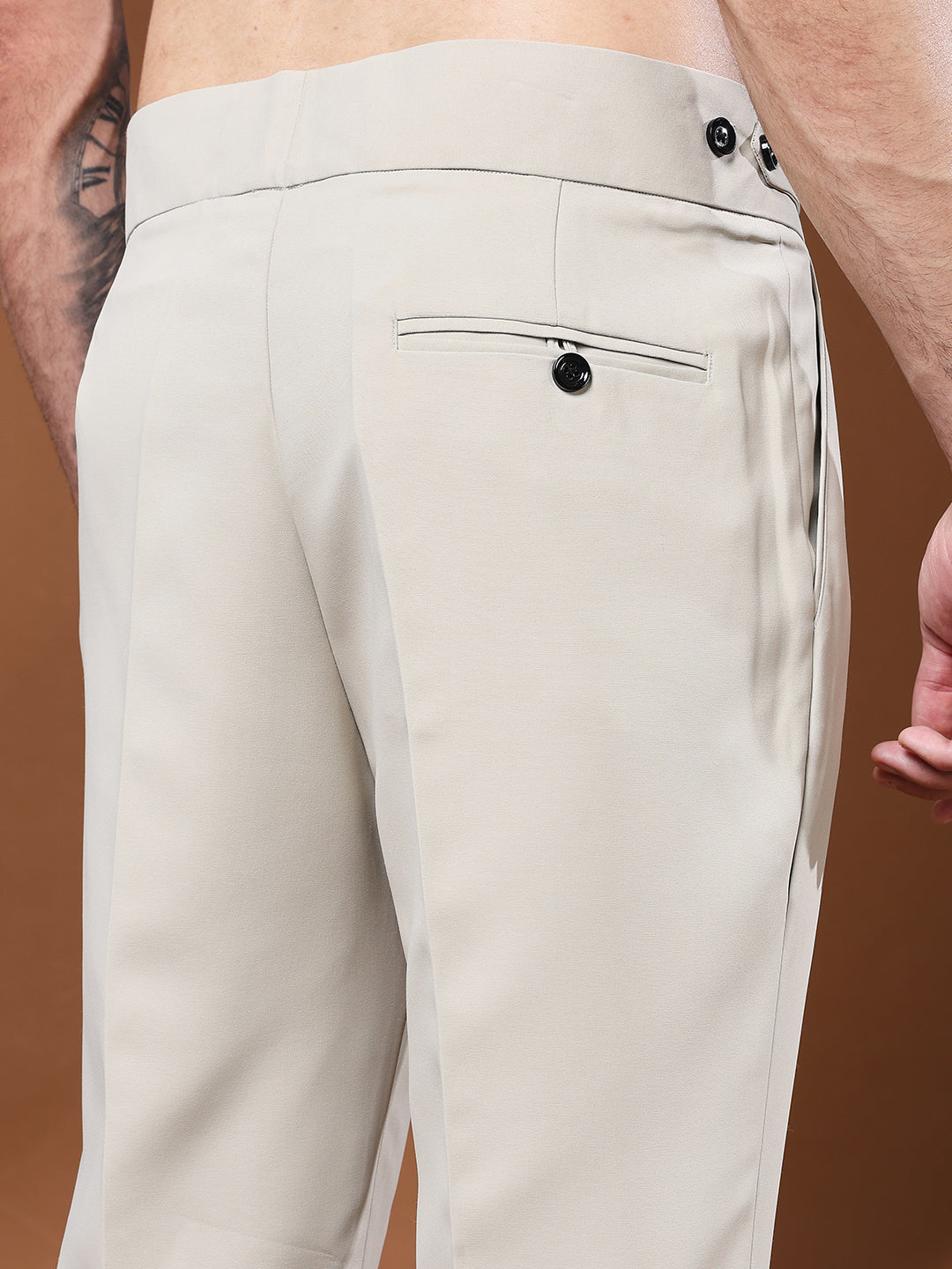 Bell Bottom Classic Button Cream Beige Gurkha Pants