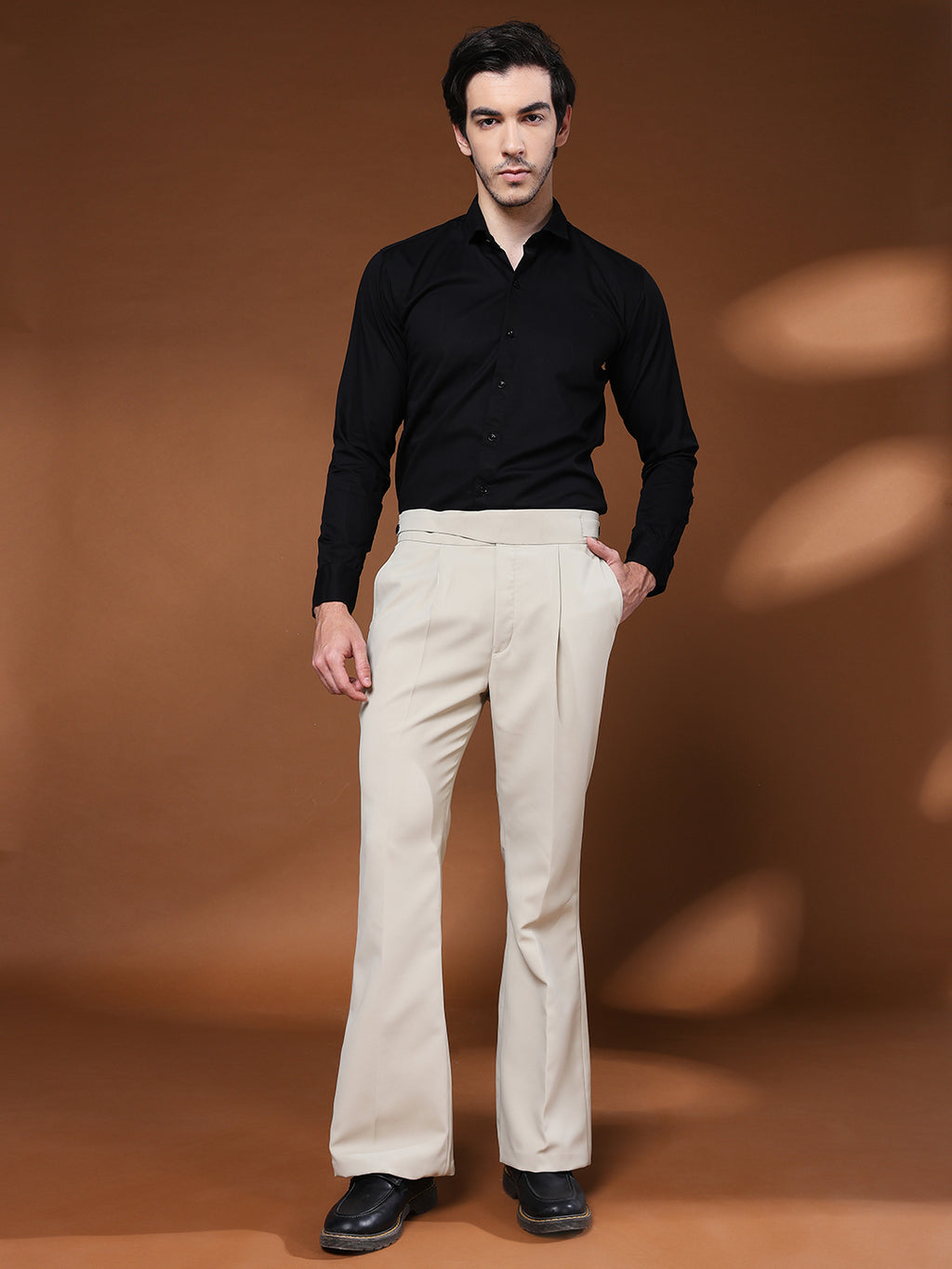 Bell Bottom Classic Button Cream Beige Gurkha Pants