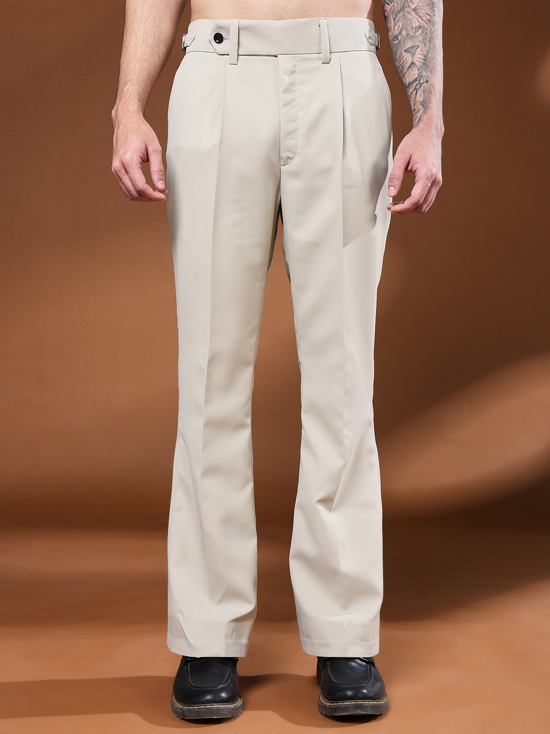 Bell Bottom Signature Buckle Cream Beige Gurkha Pants