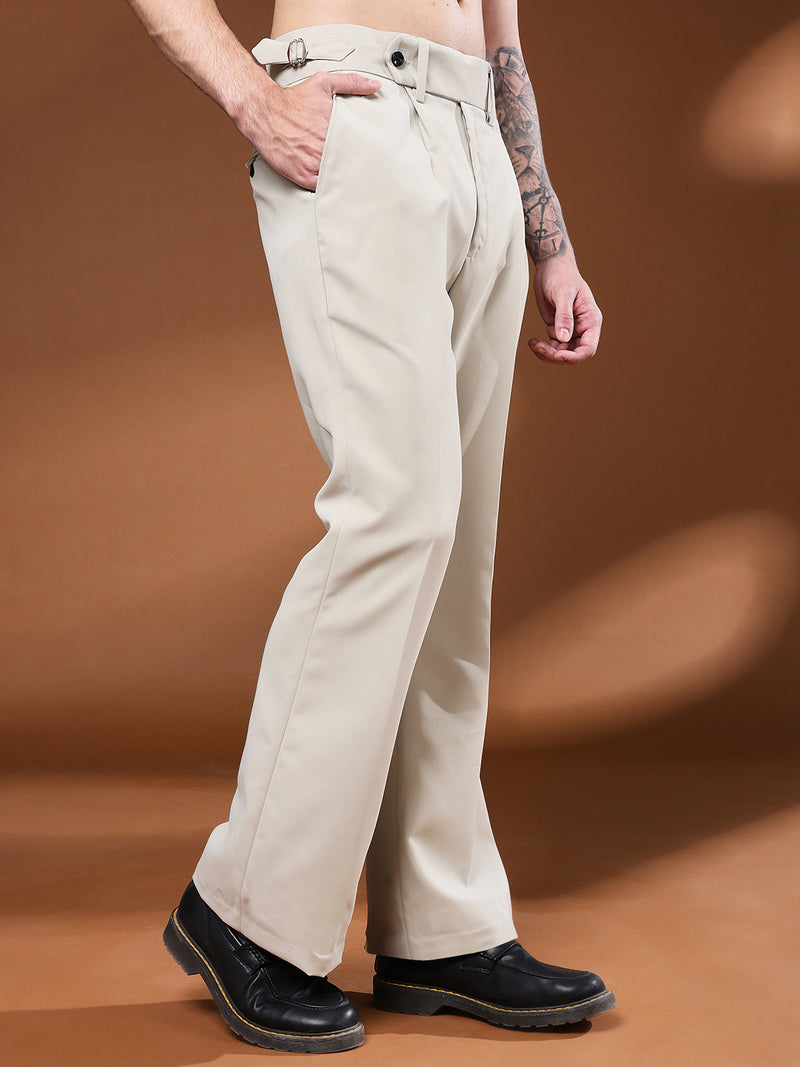 Bell Bottom Signature Buckle Cream Beige Gurkha Pants