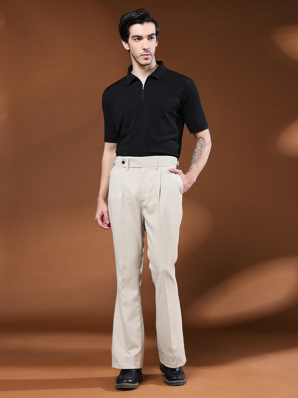 Bell Bottom Signature Buckle Cream Beige Gurkha Pants