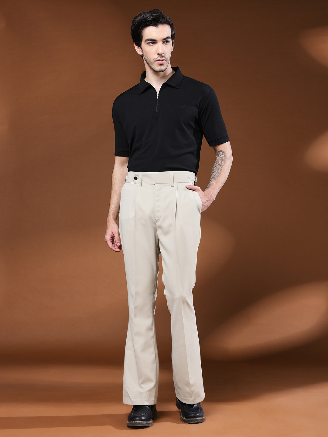 Bell Bottom Signature Buckle Cream Beige Gurkha Pants