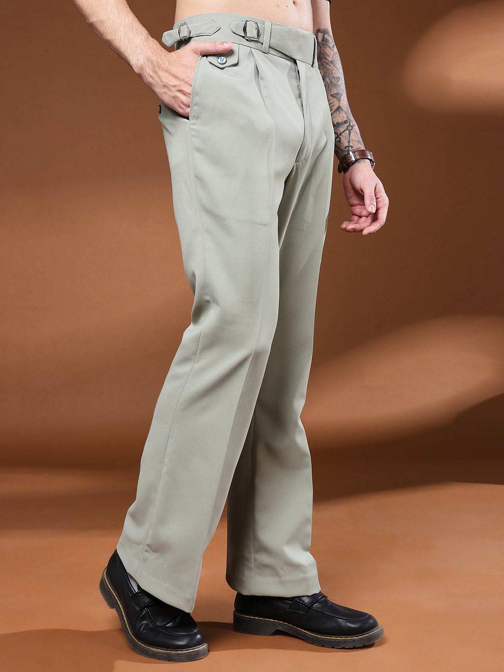 Bell Bottom Single Buckle Classic Sage Gurkha Pants