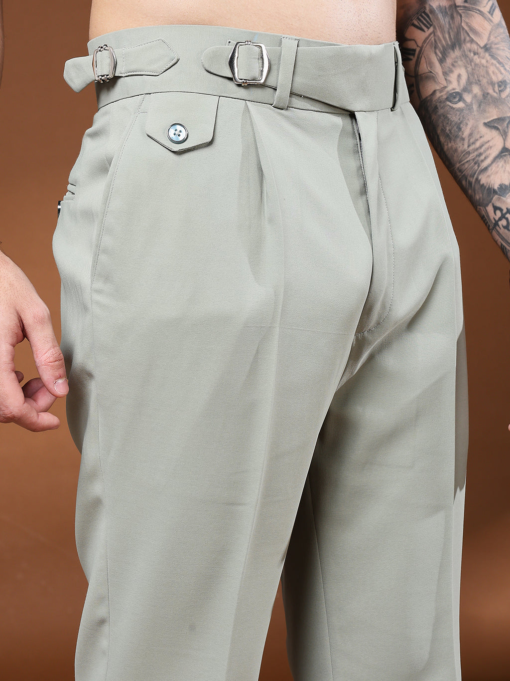 Bell Bottom Single Buckle Classic Sage Gurkha Pants