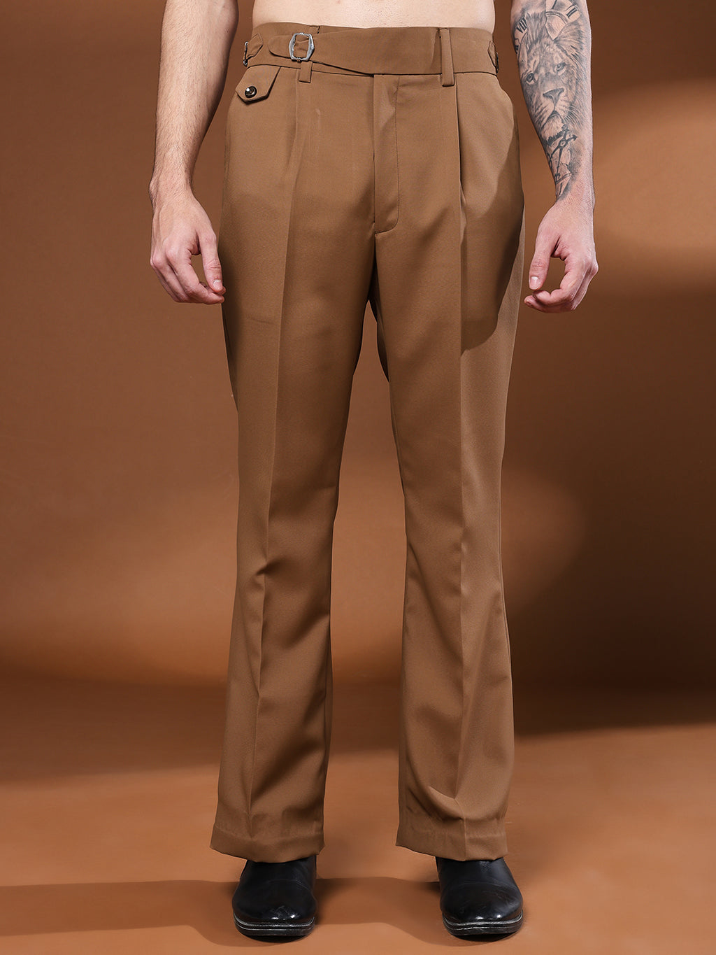 Bell Bottom Single Buckle Royal Brown Gurkha Pants
