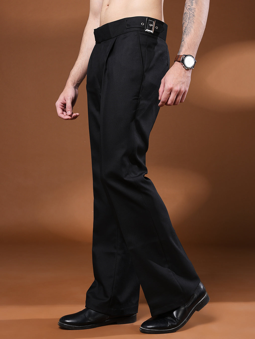 Bell Bottom Classic Buckle Royal Black Gurkha Pants