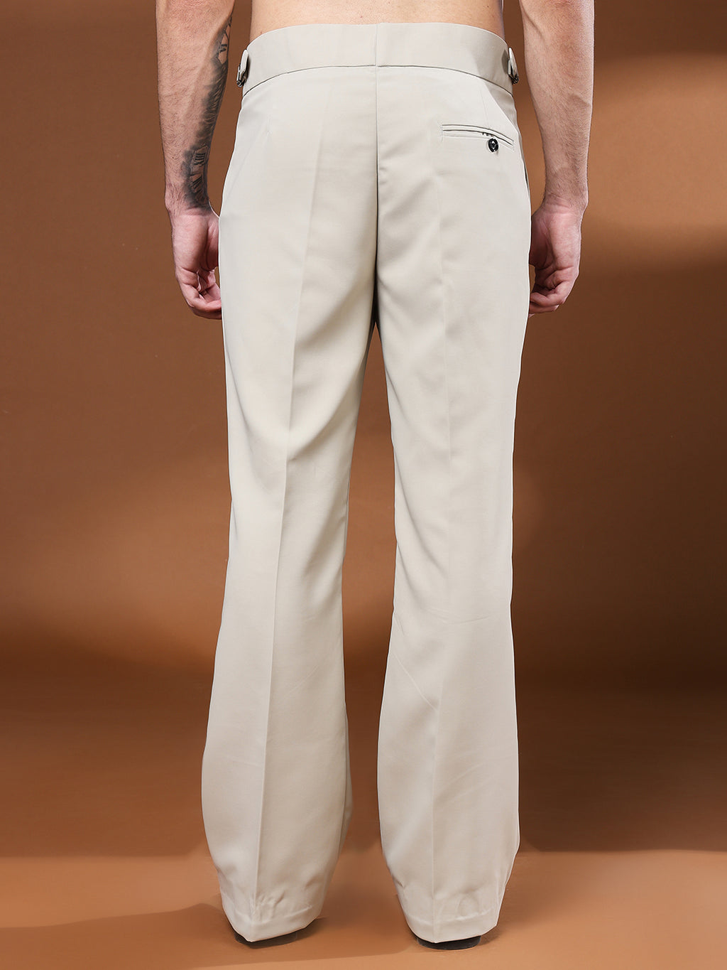 Bell Bottom Double Button Cream Beige Gurkha Pants