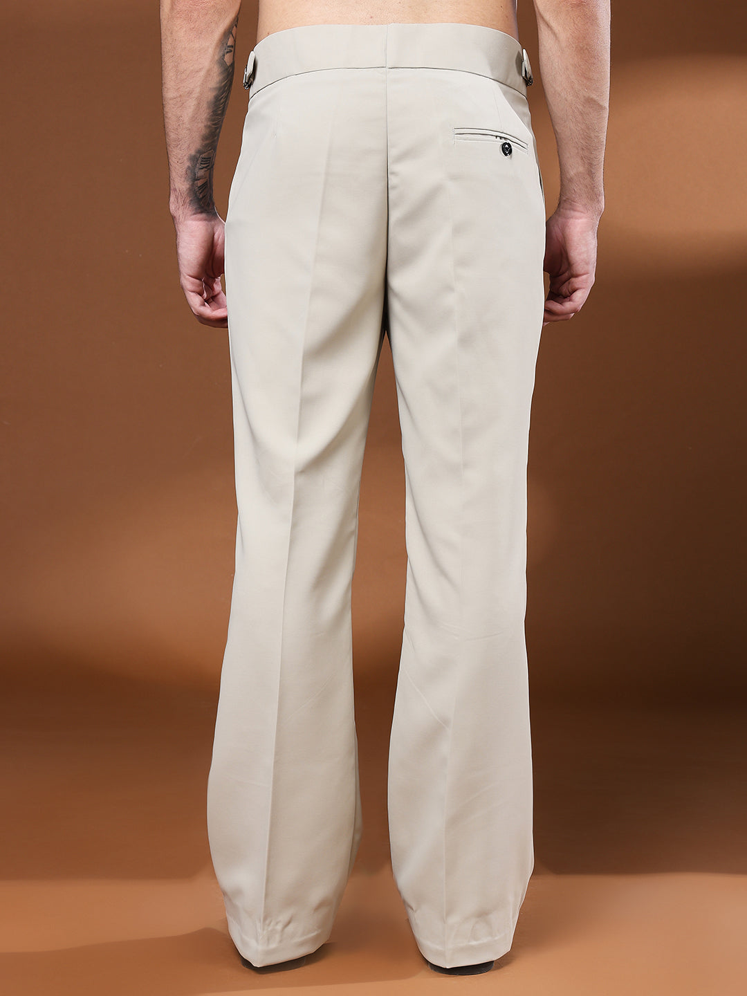 Bell Bottom Double Button Cream Beige Gurkha Pants