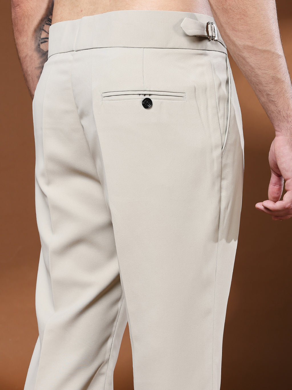 Bell Bottom Double Button Cream Beige Gurkha Pants