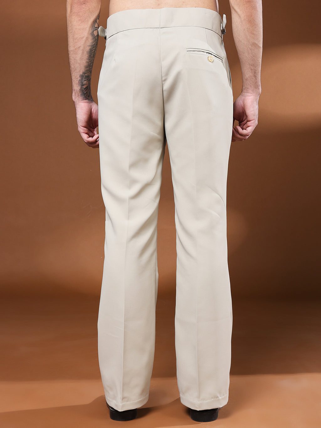 Bell Bottom Double Buckle Cream Beige Gurkha Pants