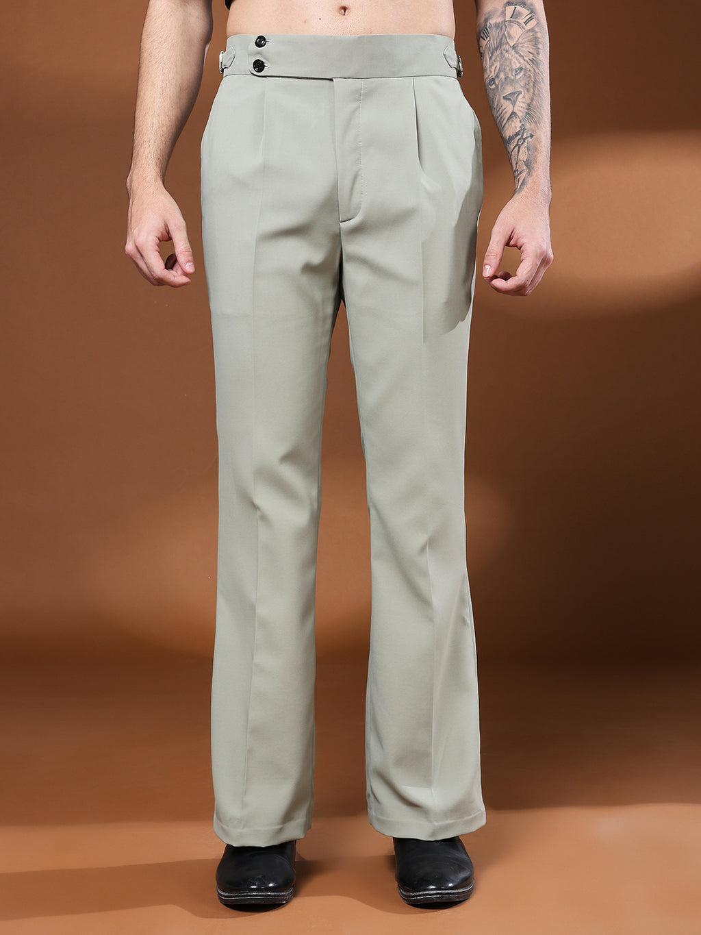 Bell Bottom Double Button Classic Sage Gurkha Pants