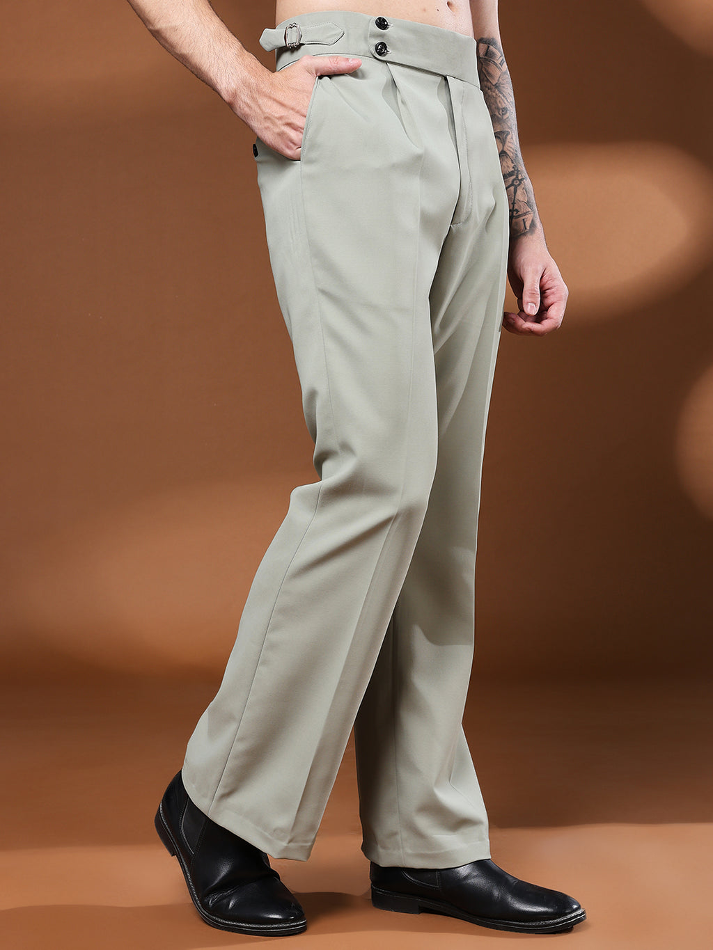 Bell Bottom Double Button Classic Sage Gurkha Pants