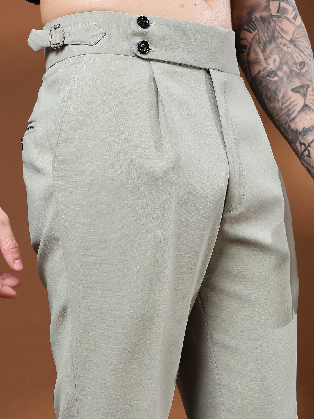 Bell Bottom Double Button Classic Sage Gurkha Pants