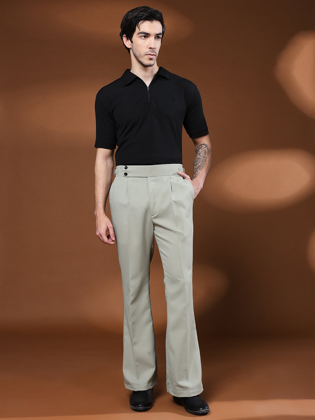 Bell Bottom Double Button Classic Sage Gurkha Pants