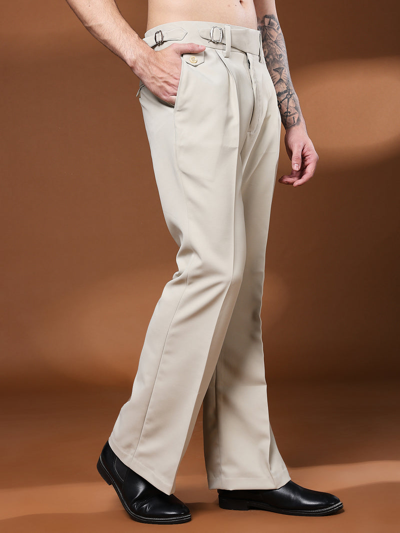 Bell Bottom Single Buckle Cream Beige  Gurkha Pants