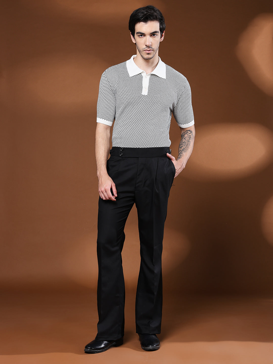 Bell Bottom Double Button Royal Black Gurkha Pants