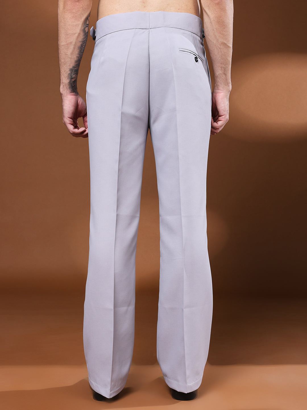 Bell Bottom Signature Buckle Light Grey Gurkha Pants