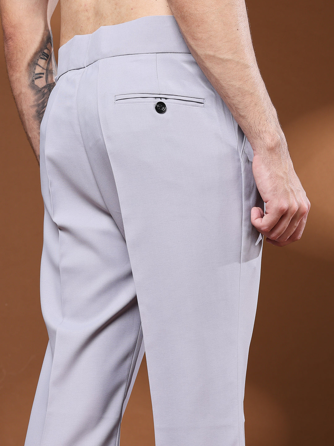 Bell Bottom Signature Buckle Light Grey Gurkha Pants